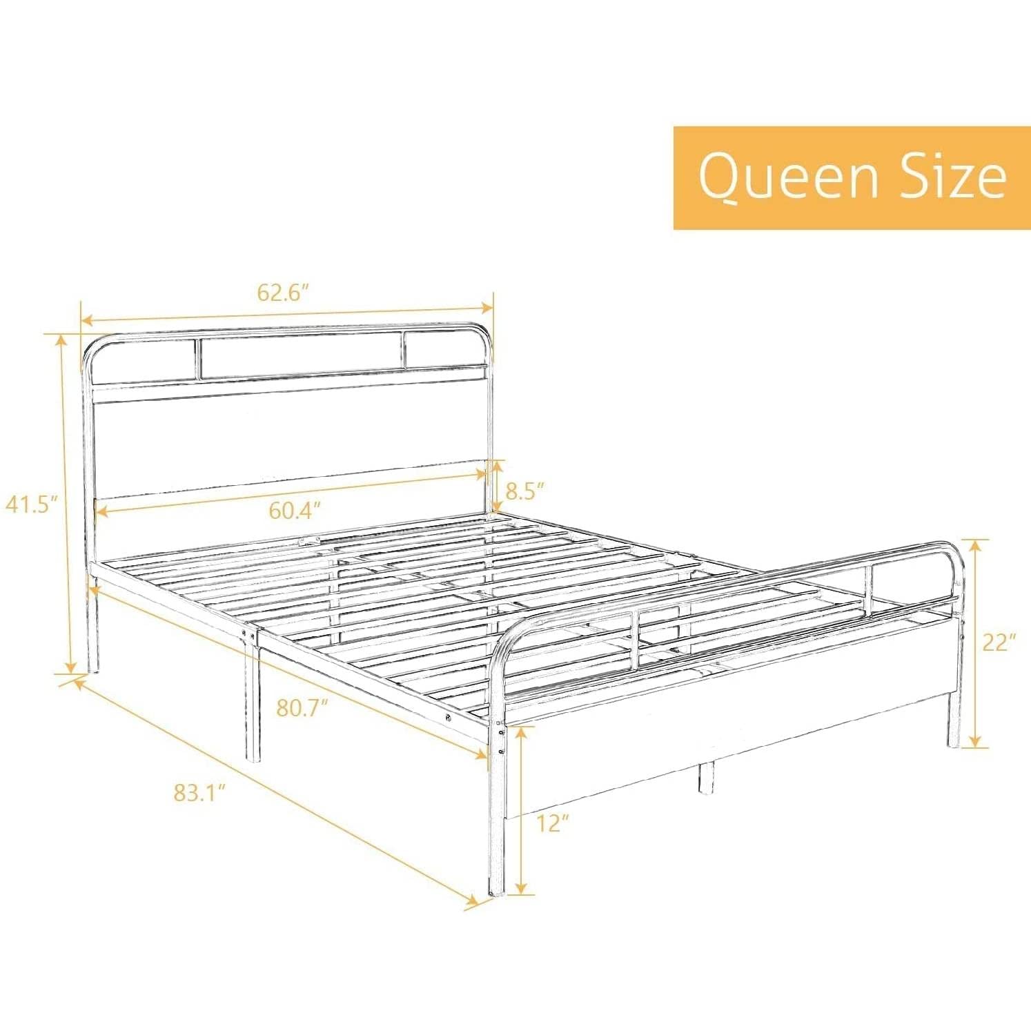 Fast Furnishings Queen Metal Wood Bed with Footboard