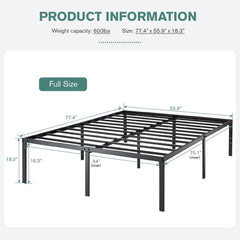 Full 18 Inch Metal Platform Bed Frame w/ Underbed Storage