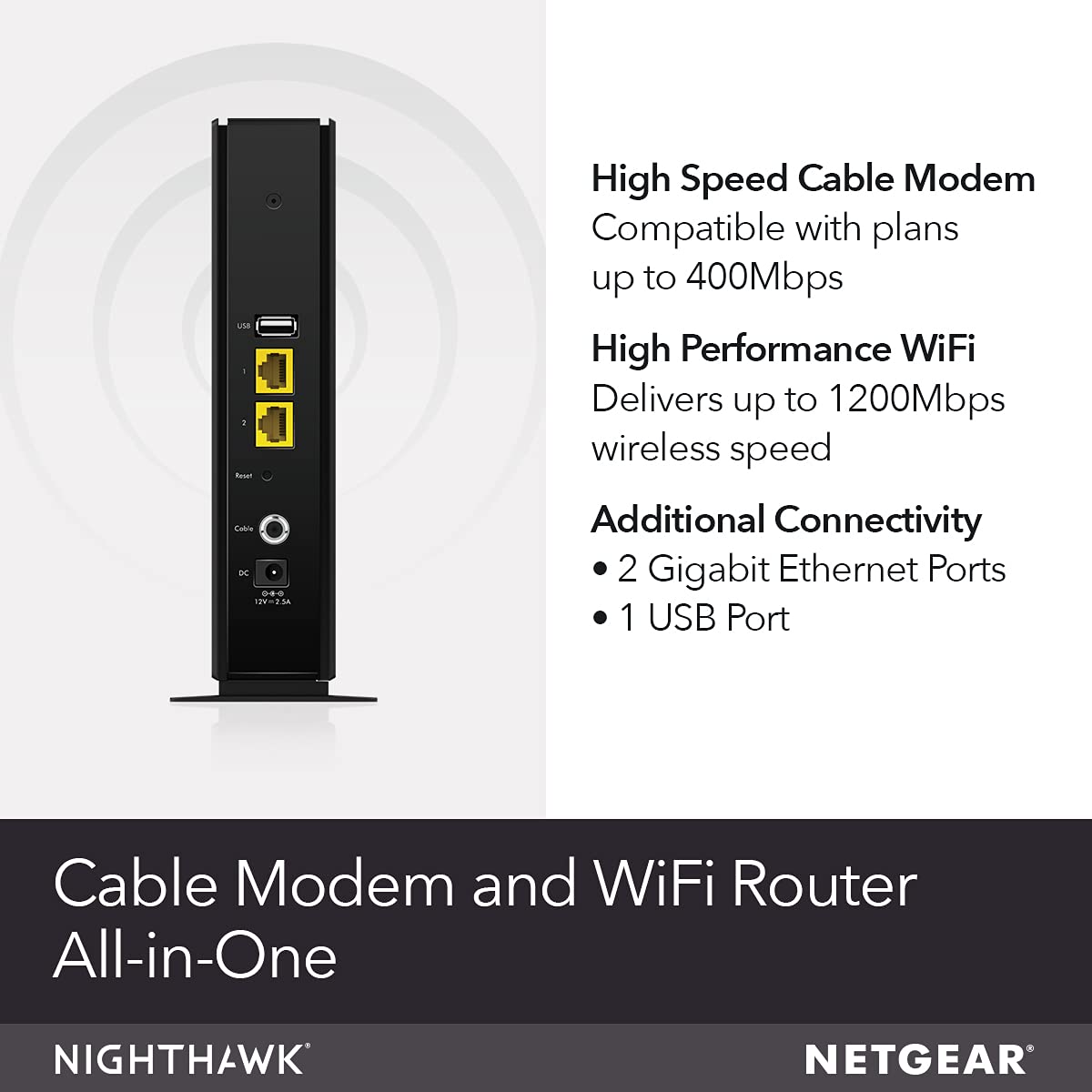 Cable Modem with Built-in WiFi Router (C6230) - Compatible with All Major Cable Providers incl. Xfinity, Spectrum, Cox - for Cable Plans Up to 400Mbps - AC1200 WiFi Speed - DOCSIS 3.0