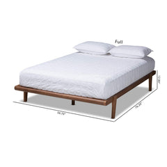 Kaia Mid-Century Modern Walnut Brown Finished Wood Full Size Platform Bed Frame