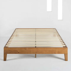 Full Mid-Century Solid Wood Platform Bed Natural