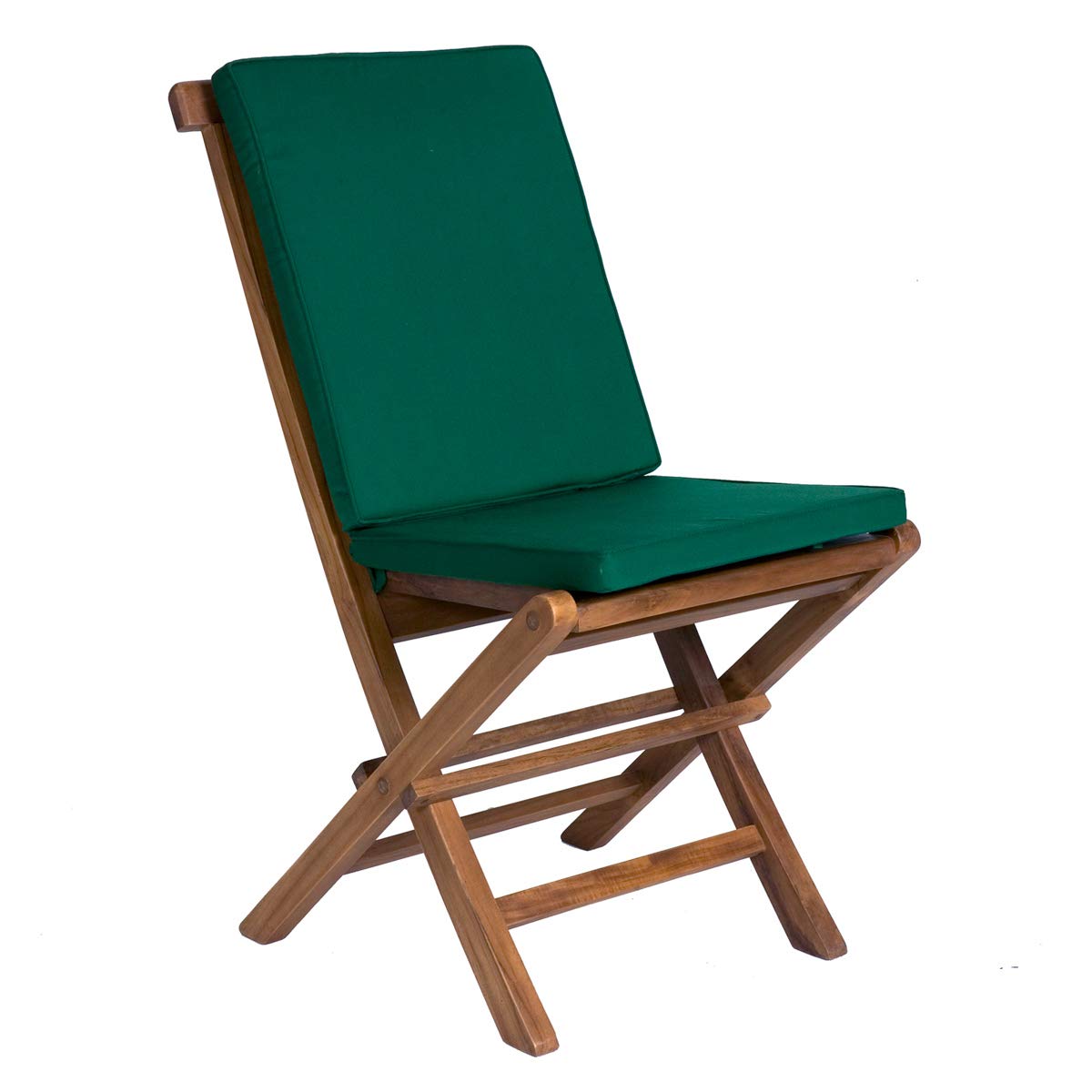 TD72-22-G Teak 9-Piece Extension Patio - Table & 8 Folding Chairs Dining Set for Outdoor & Indoor Events | Dual Built-in Butterfly Leaf Design | Green Cushions
