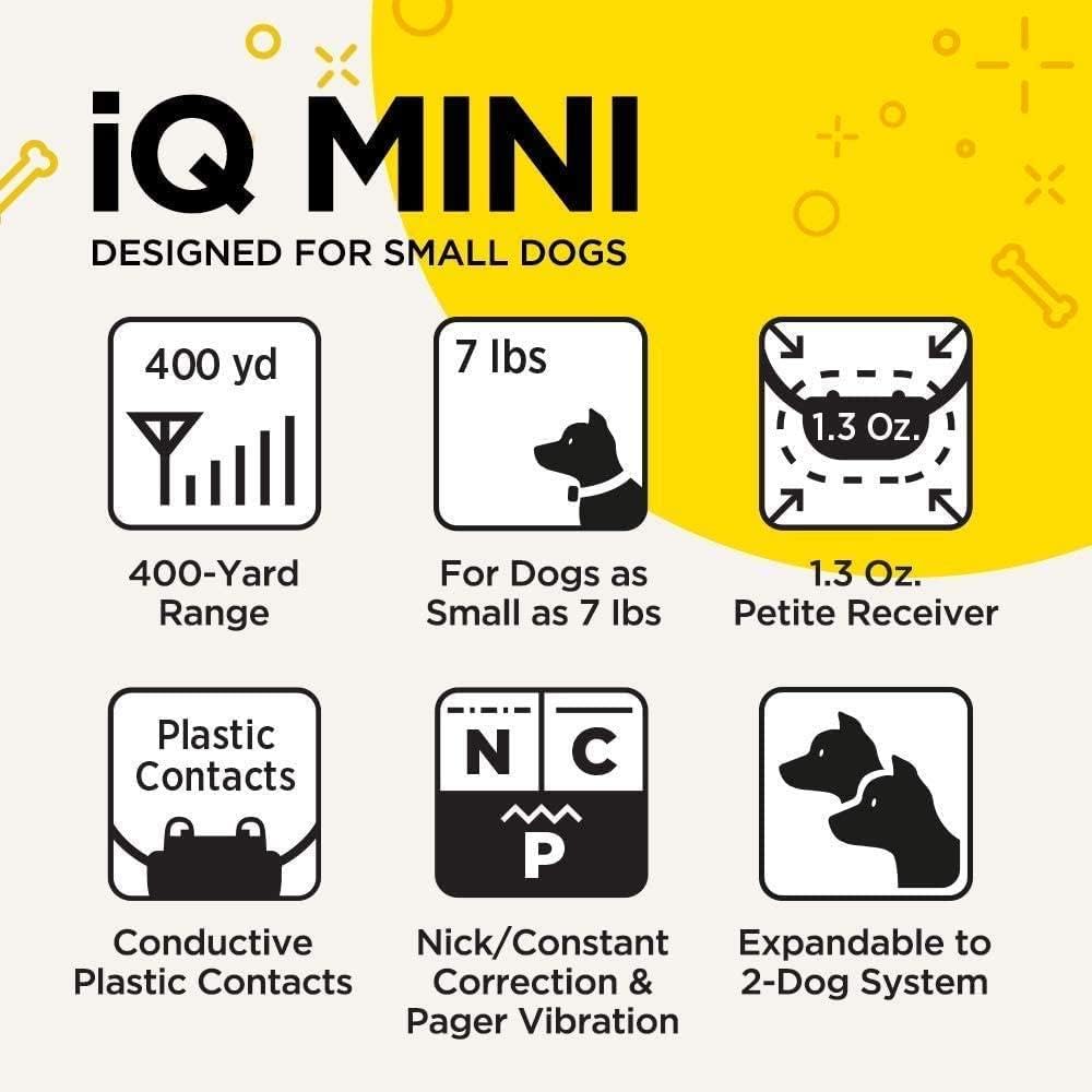 iQ Mini Rechargeable Waterproof Mini Dog Training E-Collar with Water-Resistant Remote