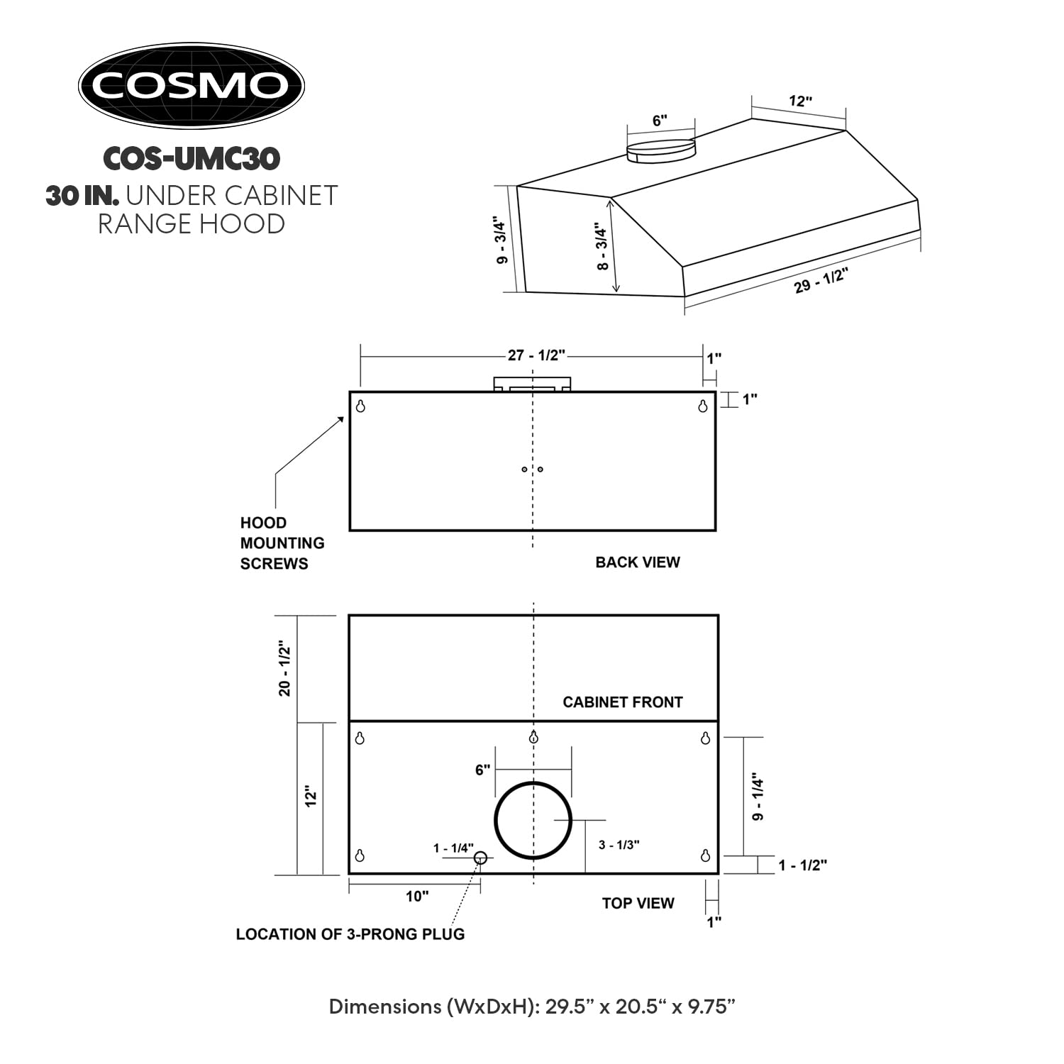 UMC30 30 in. Haven Collection 380 CFM Ducted Under Cabinet Range Hood, LED Lights, Touch Controls, Stainless Steel