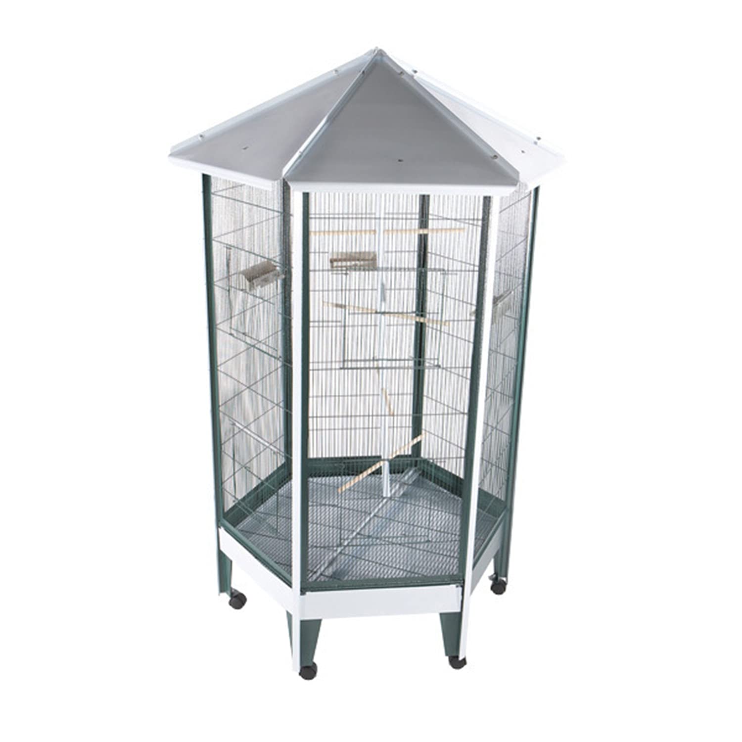 Large Corner Aviary, 52"x42"x74", Green