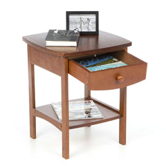 Walnut Wood Finish 1-Drawer Bedroom Nightstand