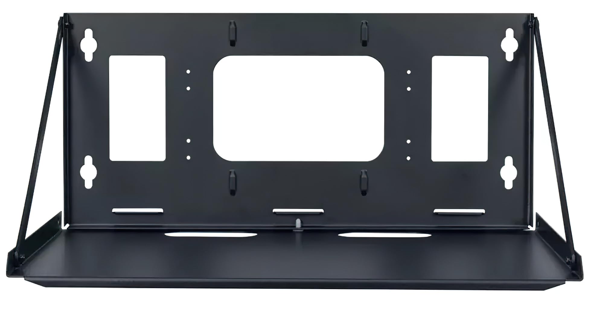 Lowell FS18-14 Hinged Wall Shelf, 18Inchx14Inch, 16G Steel, Black, Cable-Friendly