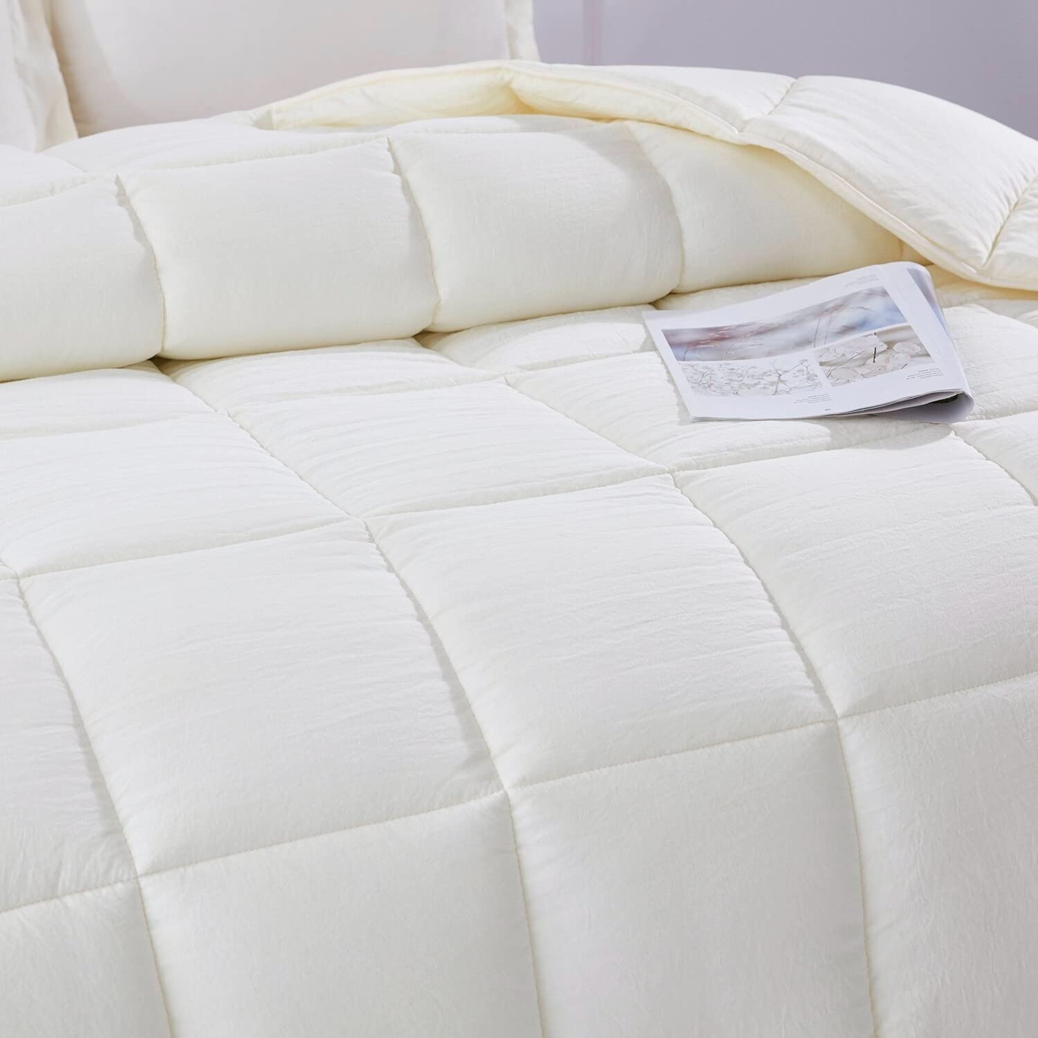 Queen Off White 3-Piece Microfiber Comforter Set