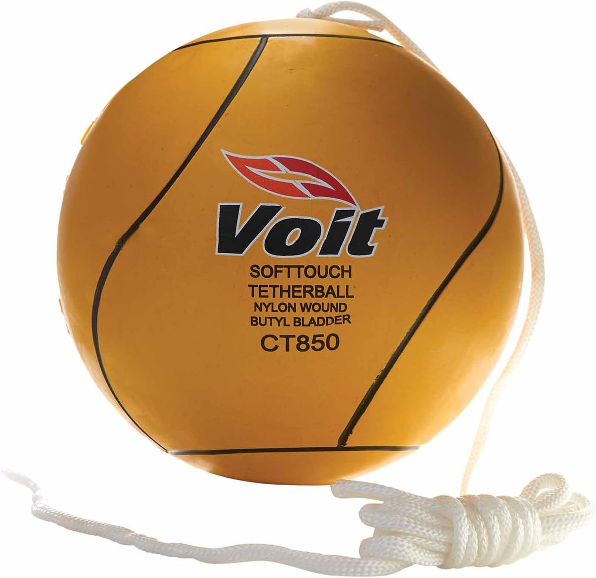 A yellow ball inscribed with the word volt, emphasizing its bold color and design.