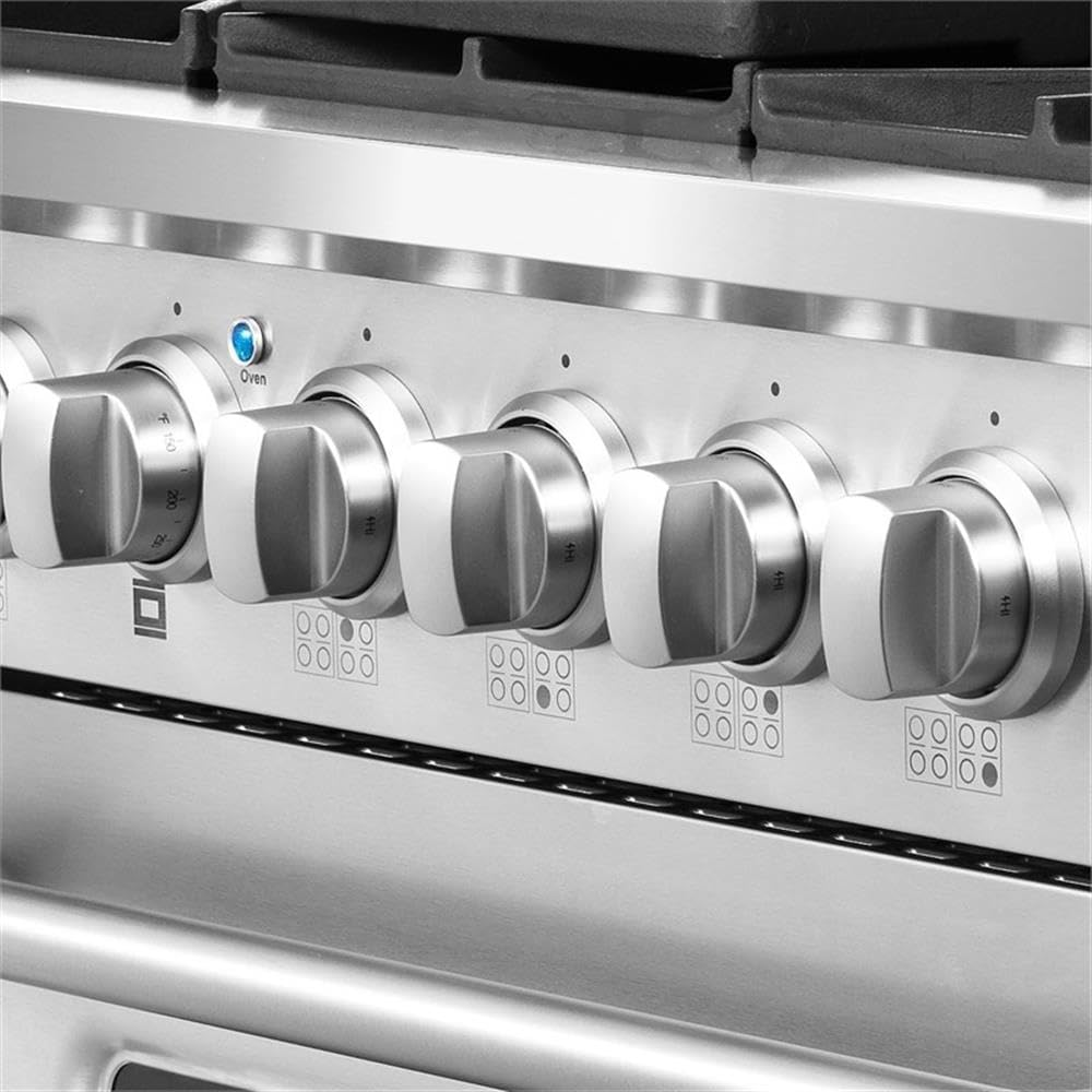 COS-GRP486G 48 in. 5.5 cu. ft. Double Oven Gas Range with 8 Italian Burners and Heavy Duty Cast Iron Grates in Stainless Steel
