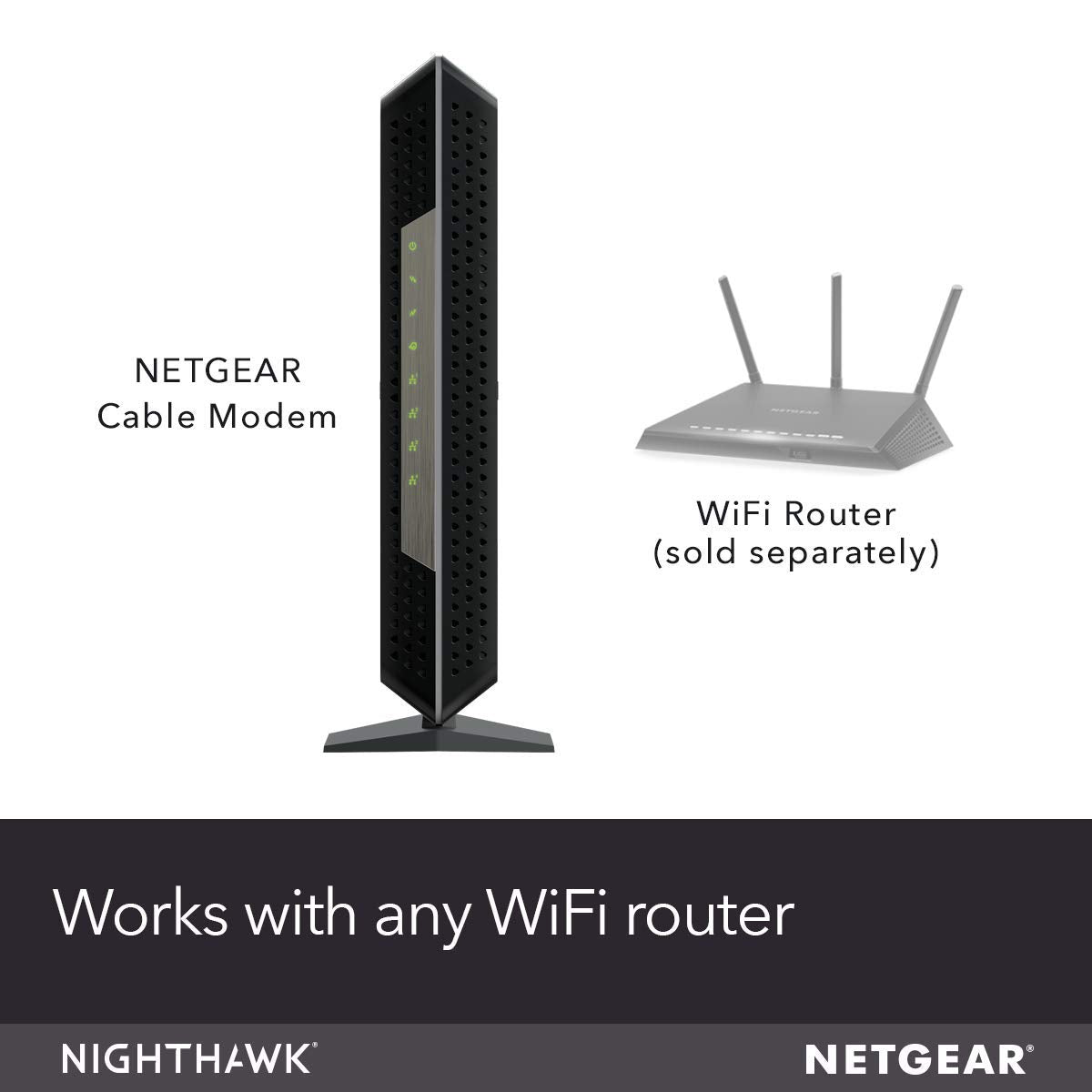 Nighthawk Cable Modem CM1200 - Compatible with All Cable Providers Including Xfinity by Comcast, Spectrum, Cox | for Cable Plans Up to 2 Gigabits | 4 x 1G Ethernet Ports | DOCSIS 3.1, Black