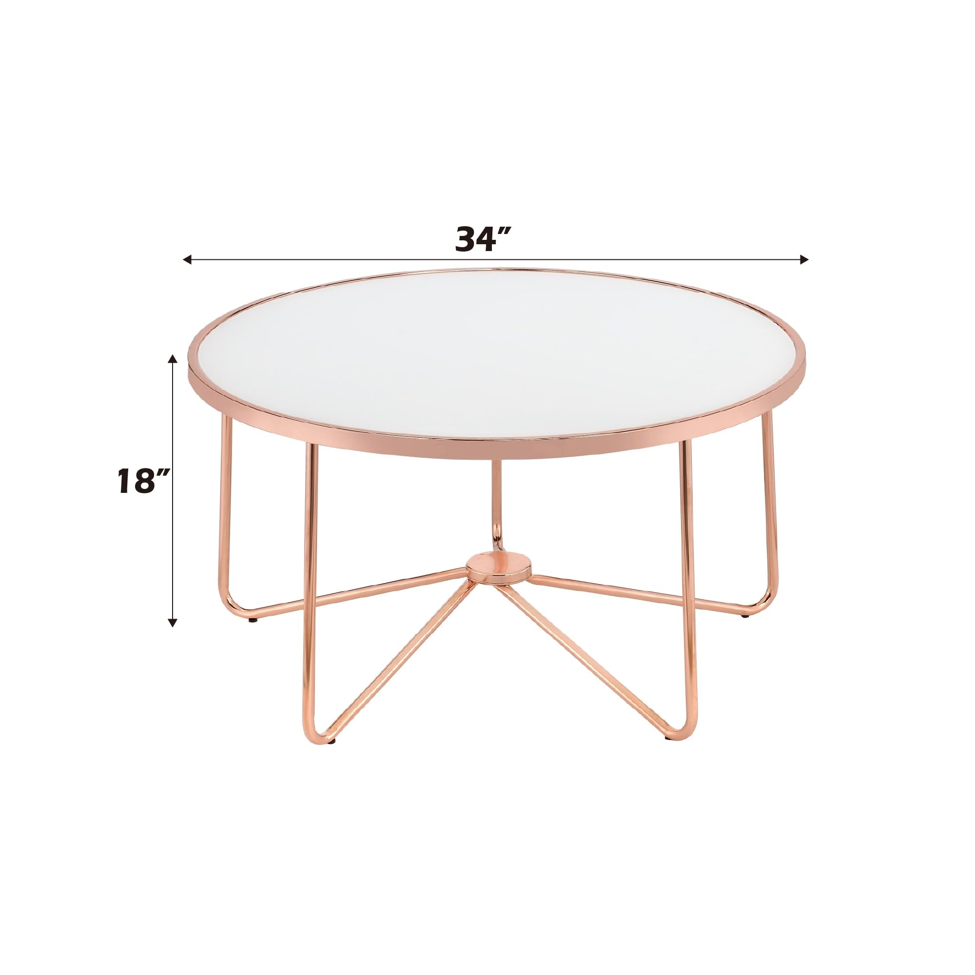 Alivia Coffee Table in White Glass and Rose Gold