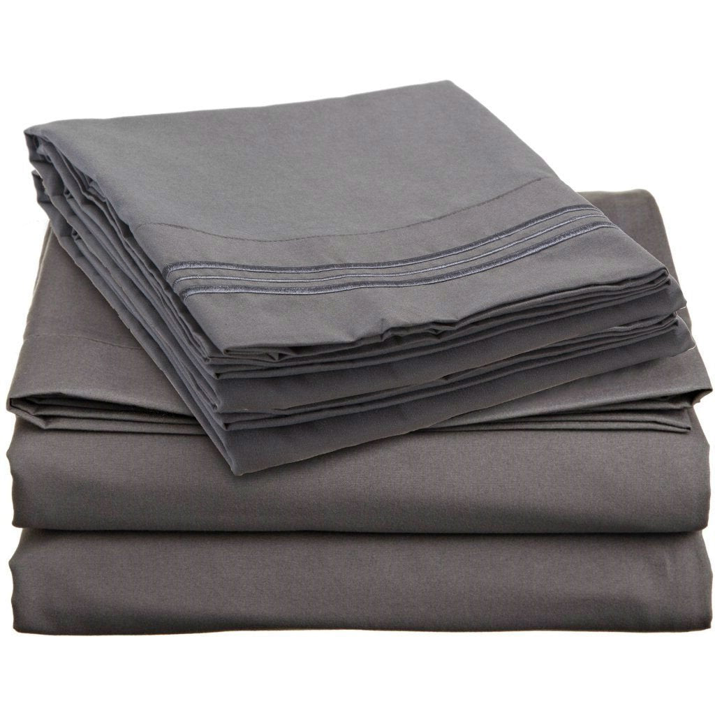 Fast Furnishings King Size Microfiber Sheet Set in Charcoal Stone Gray