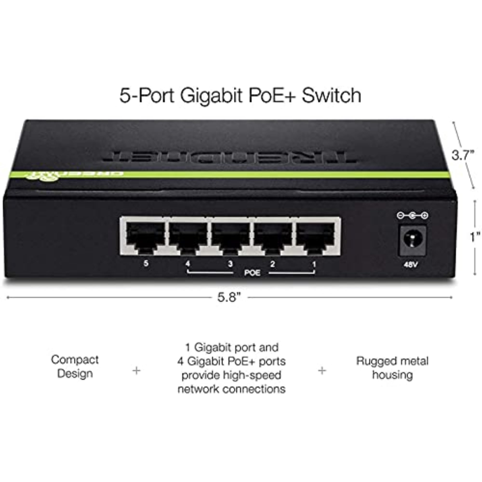TRENDnet 5-Port Gigabit PoE Switch, 31W Budget, Plug & Play
