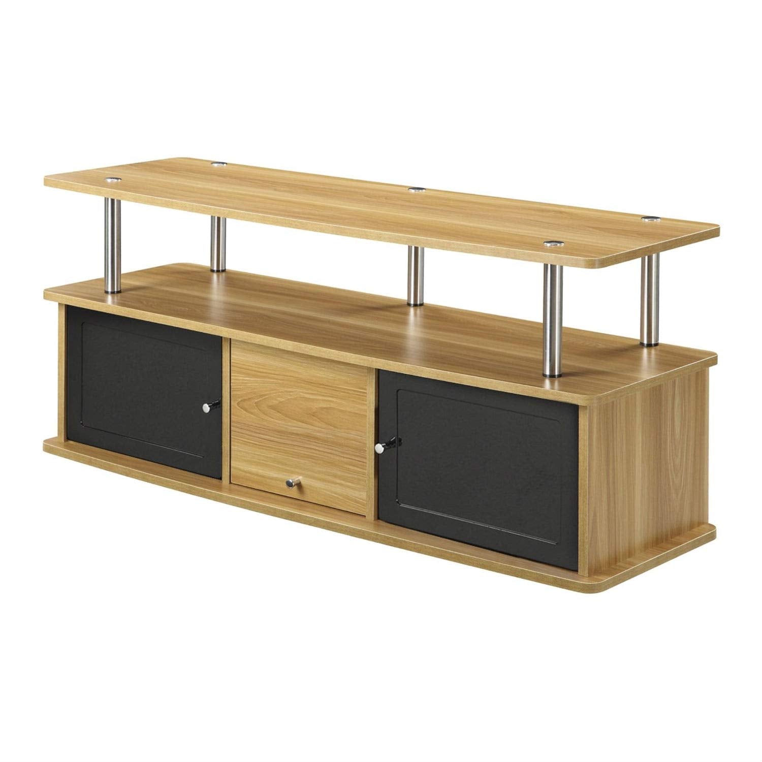 Modern 50 Inch TV Stand in Light Oak/Black Finish