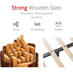 Queen Black Faux Leather Platform Bed w/ Headboard