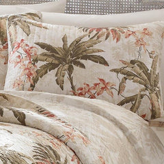 King Cotton Coastal Palm Tree Floral Quilt Set