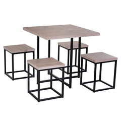 Fast Furnishings Farmhouse 5-Piece Square Wood Steel Kitchen Dining Set