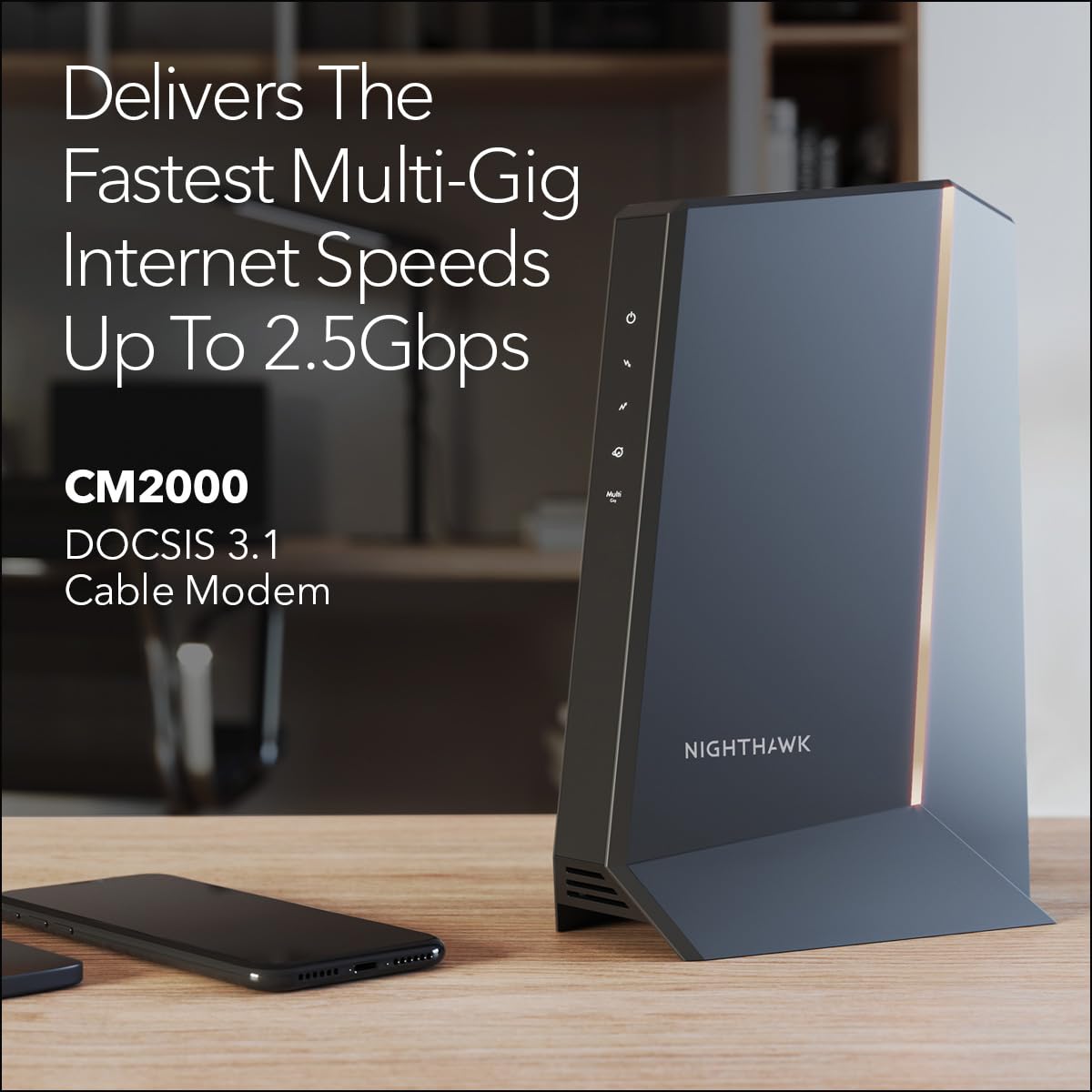 Nighthawk Multi-Gig Cable Modem (CM2000) - Compatible with All Cable Providers Incl. Xfinity, Spectrum, Cox - for Cable Plans up to 2.5Gbps - DOCSIS 3.1