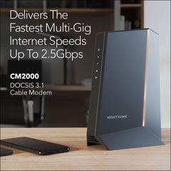 Nighthawk Multi-Gig Cable Modem (CM2000) - Compatible with All Cable Providers Incl. Xfinity, Spectrum, Cox - for Cable Plans up to 2.5Gbps - DOCSIS 3.1
