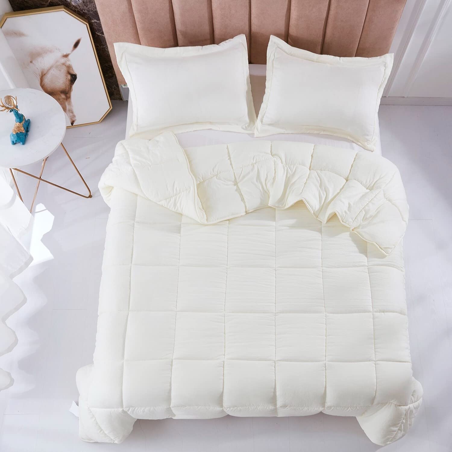 Fast Furnishings King Off White 3-Piece Microfiber Reversible Comforter Set