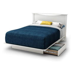 Full White Modern Platform Bed w/ 2 Drawers