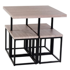 Fast Furnishings Farmhouse 5-Piece Square Wood Steel Kitchen Dining Set
