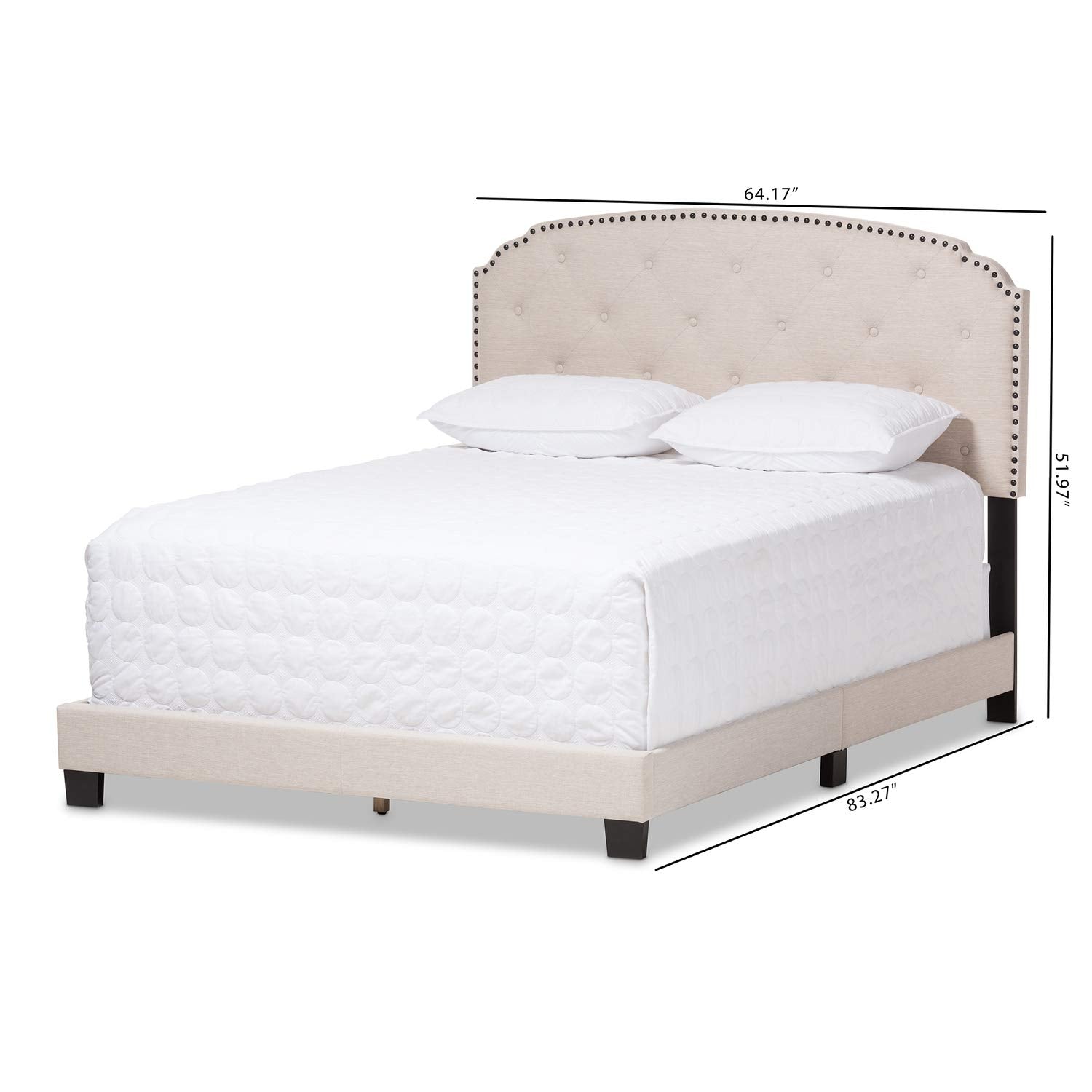 Lexi Modern and Contemporary Light Beige Fabric Upholstered King Size Bed Light Beige/Contemporary/Fabric Polyester 100% Rubber