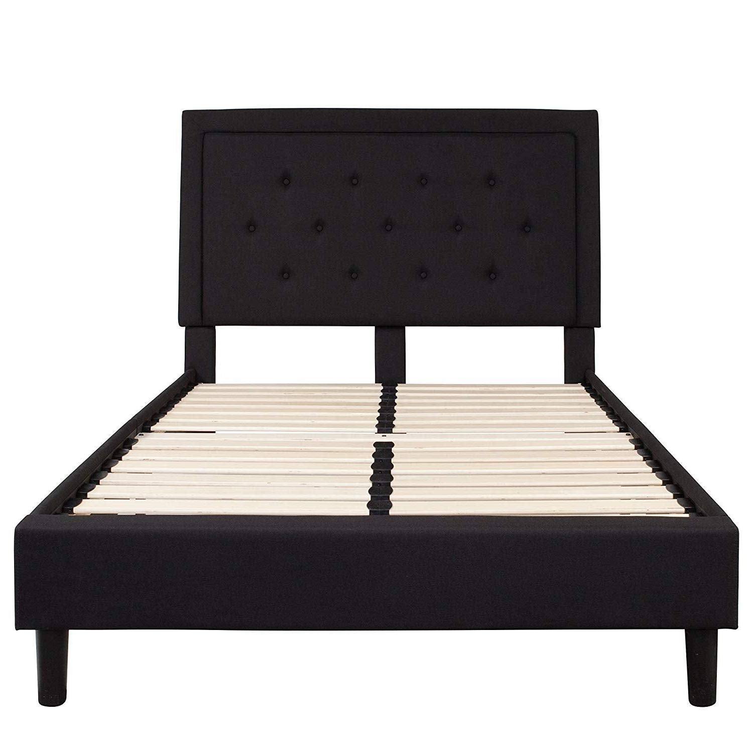 Fast Furnishings Full Black Fabric Bed with Headboard