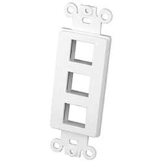 A white wall plate featuring four evenly spaced holes for electrical or mounting purposes.