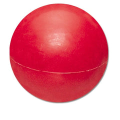 A bright red ball centered on a plain white background.