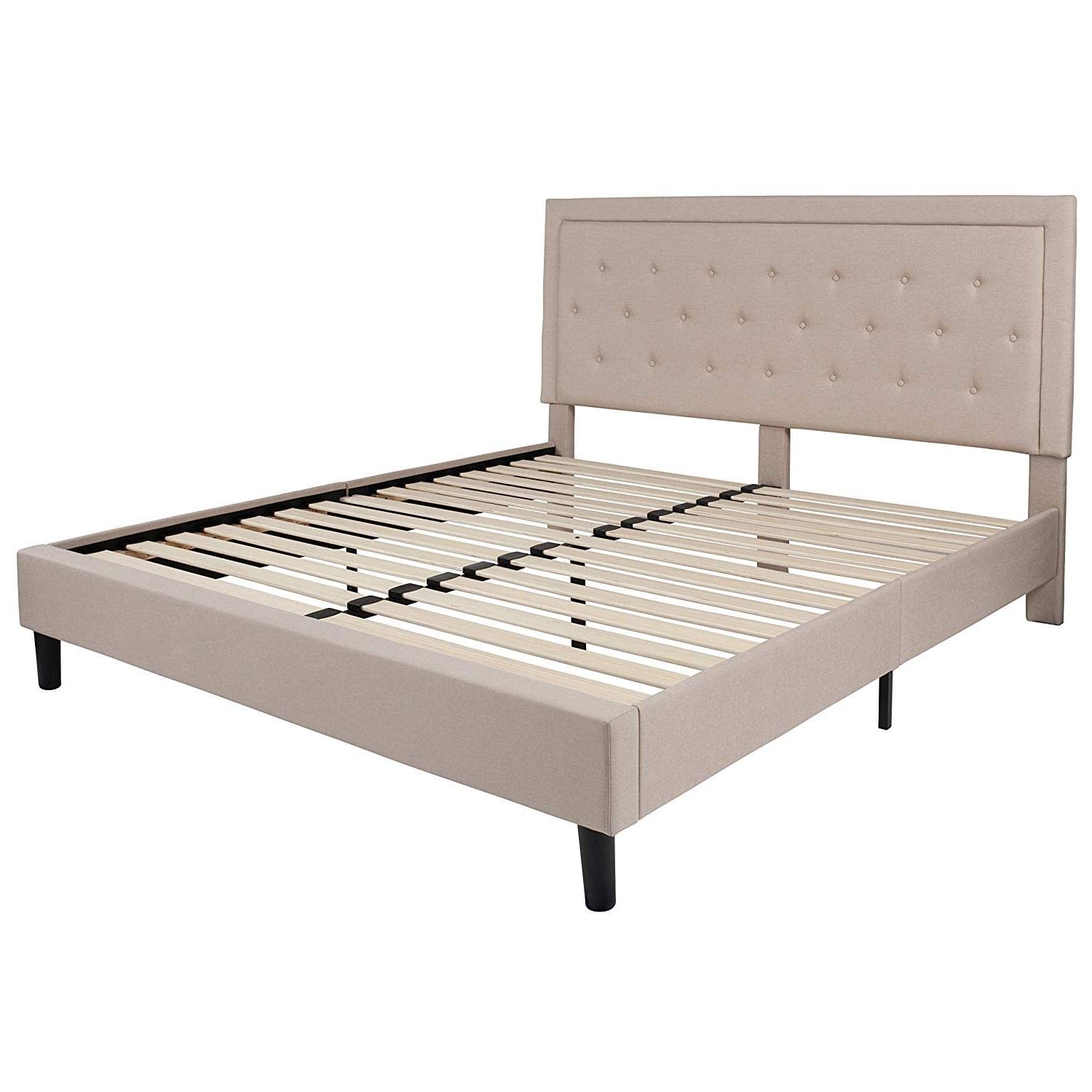 Fast Furnishings King Beige Tufted Upholstered Bed