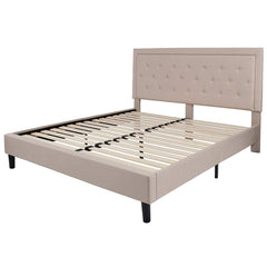 Fast Furnishings King Beige Tufted Upholstered Bed