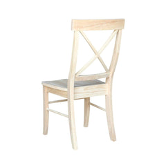 Set of 2 Unfinished Wood Dining Chairs w/ X-Back
