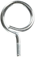 A stainless steel hook featuring a screw, set on a white background.