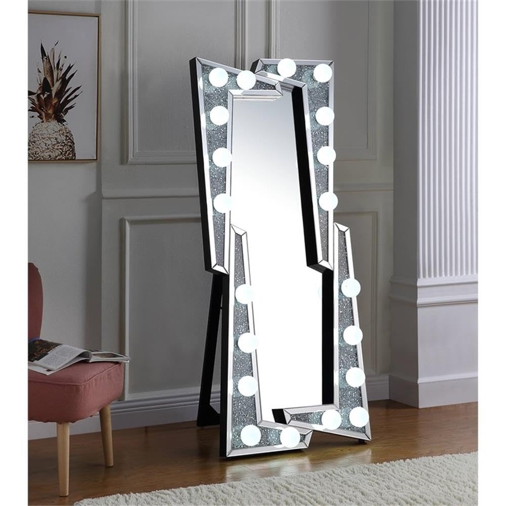 Noralie Wall Mirror in Mirrored and Faux Diamonds