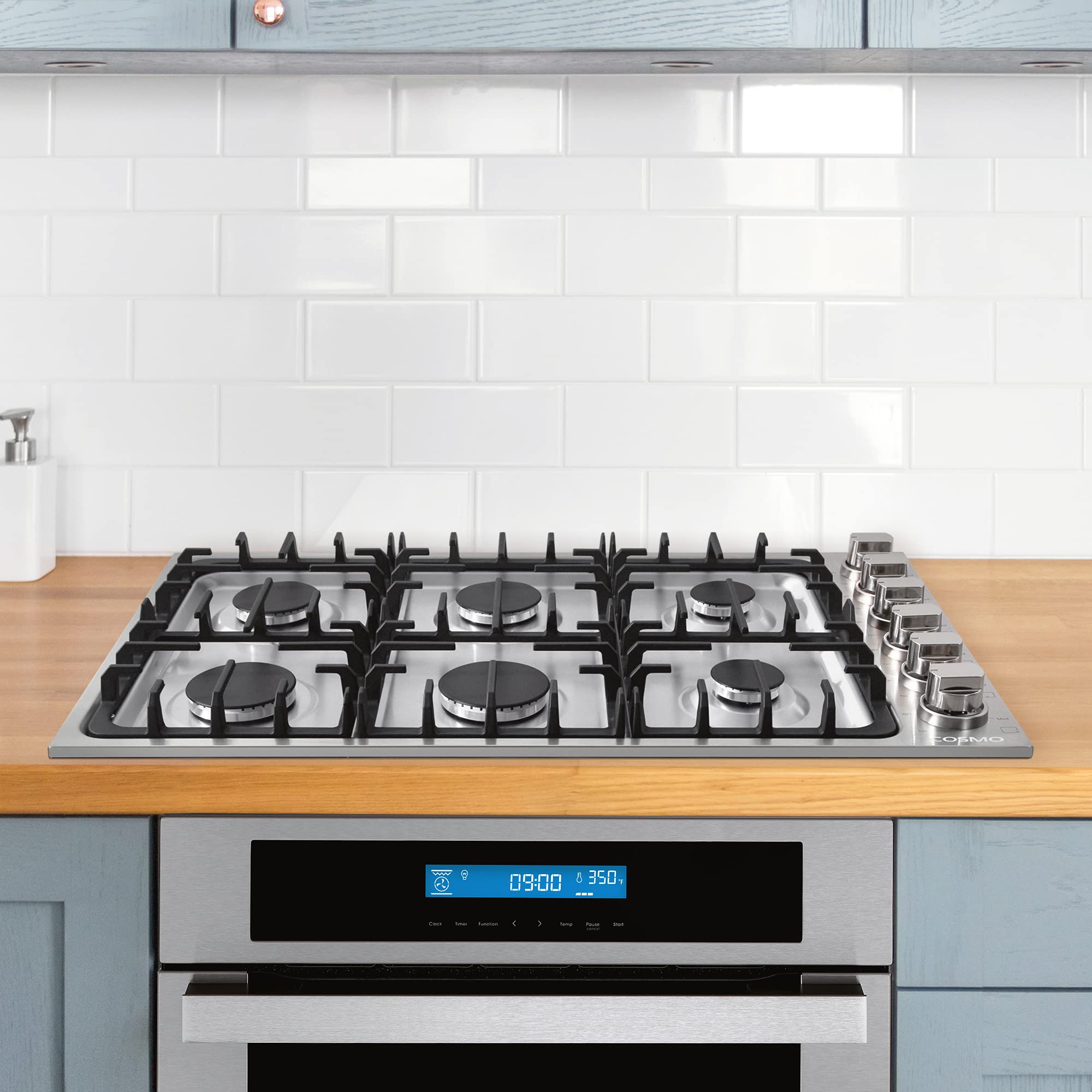 COS-DIC366 Drop-In Gas Cooktop with 6 Italian Made Sealed Burners, Cast Iron Grates, Metal Knobs, Liquid Propane Convertible, 36 inch, Stainless Steel