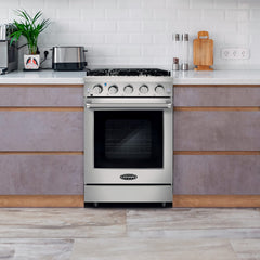 COS-EPGR244 24 in. Haven Collection 3.73 cu. ft. Gas Range with 4 Sealed Burners, Cast Iron Grates, Convection Oven, Stainless Steel