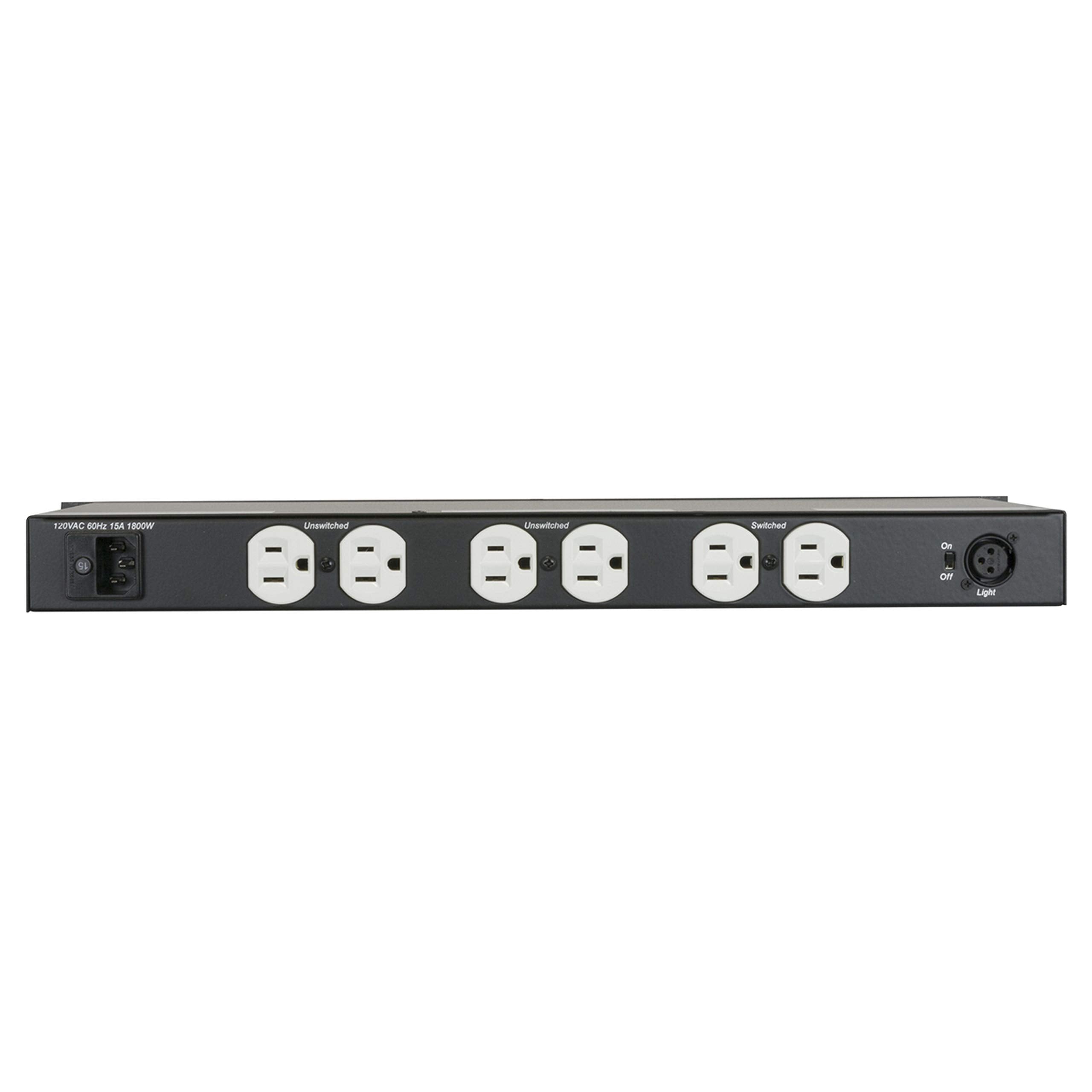 Lowell ACR-1507-GNLT PDU, 7x15A Outlets (Front/Rear), Gooseneck Lights, XLR
