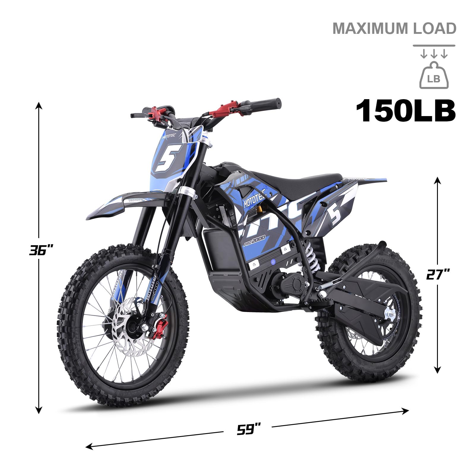 "MotoTec 60v Pro Electric Dirt Bike 2000w Lithium"