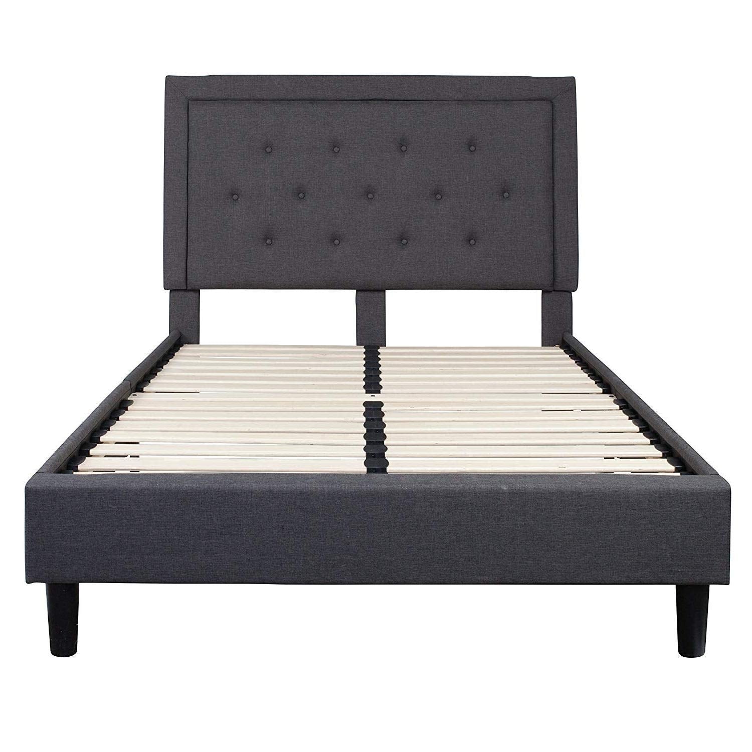Fast Furnishings Full Dark Grey Tufted Fabric Bed