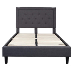 Fast Furnishings Full Dark Grey Tufted Fabric Bed