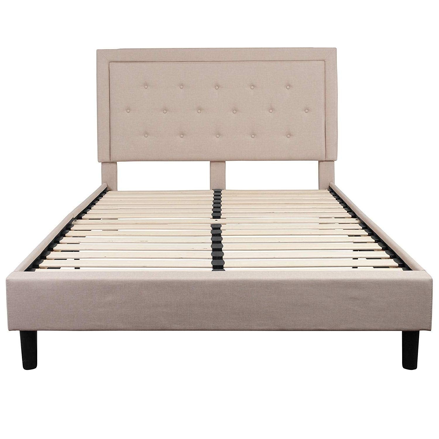 Fast Furnishings Queen Beige Tufted Upholstered Bed