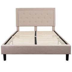 Fast Furnishings Queen Beige Tufted Upholstered Bed