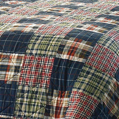 King Farmhouse Plaid Cotton Reversible Quilt Set
