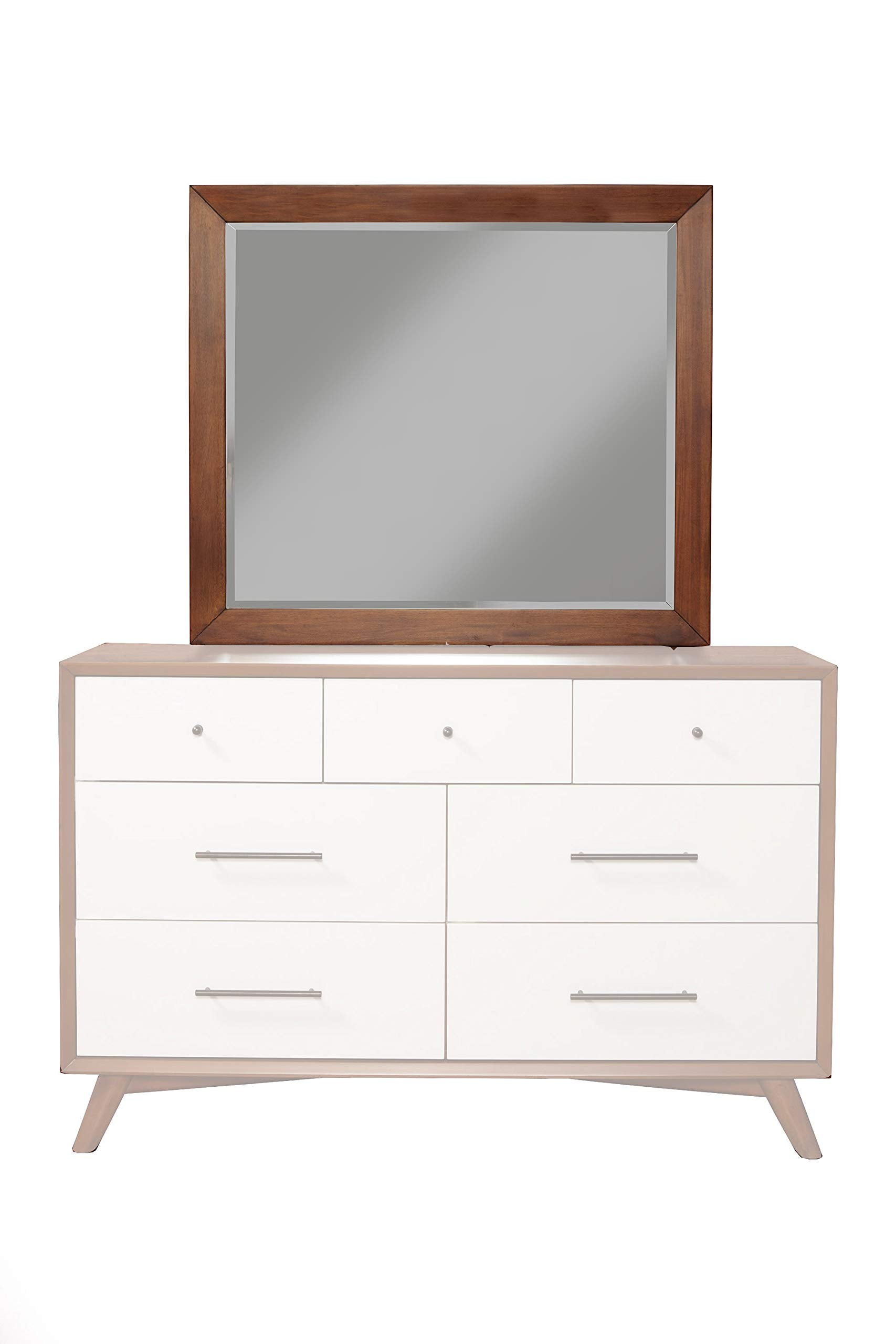 Flynn Mahogany and Okoume Veneer Mirror, Chestnut/White