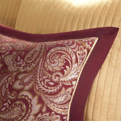 Fast Furnishings King 12Pc Red Gold Paisley Comforter
