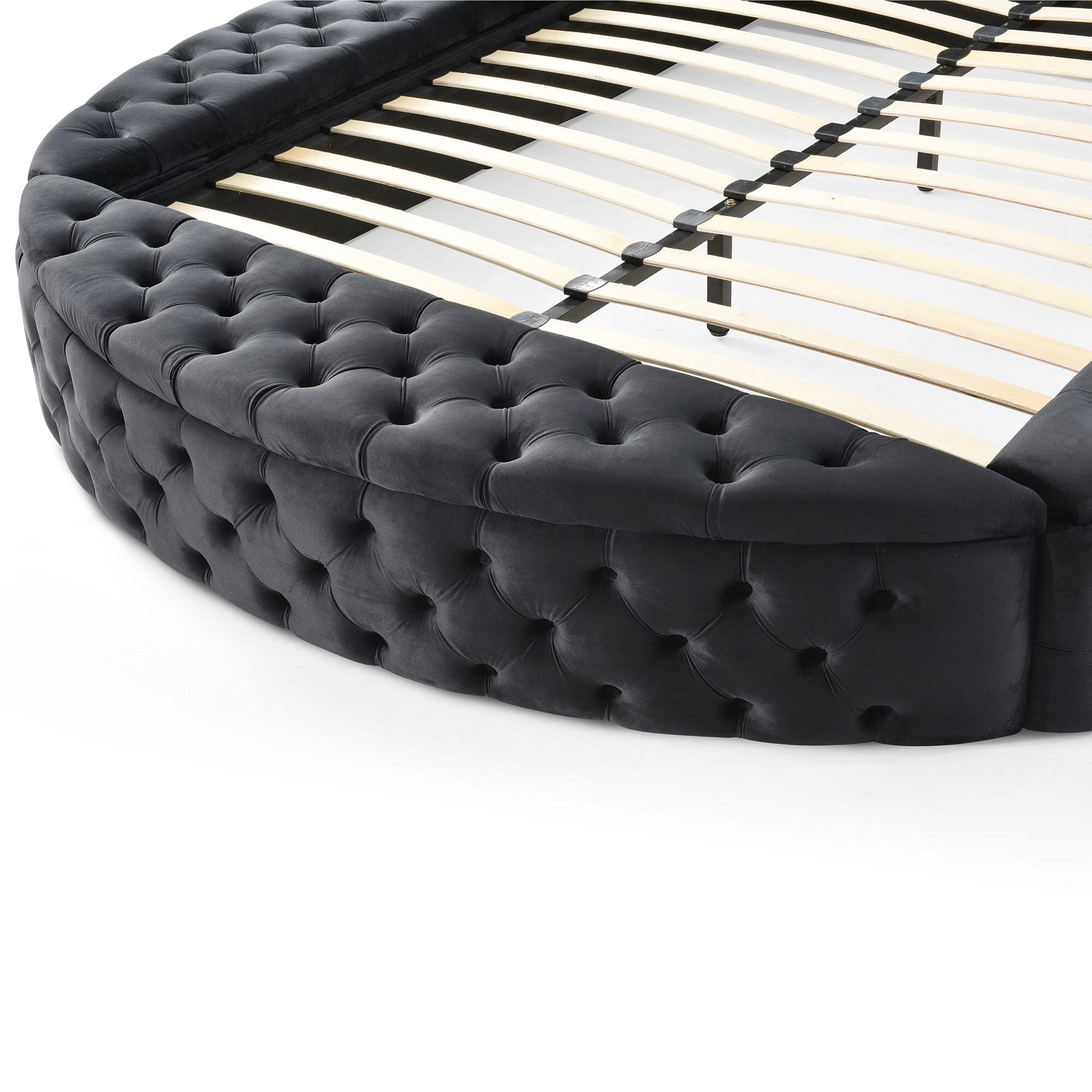 Elizabeth Upholstered Round Storage Queen Bed in Black