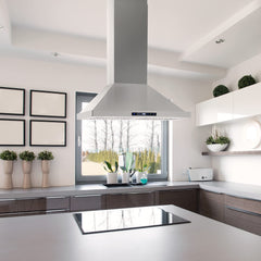 COS-63ISS75 30 in. Lumin Collection 380 CFM Ducted Island Range Hood, Soft Touch Controls, LED Lights, Stainless Steel