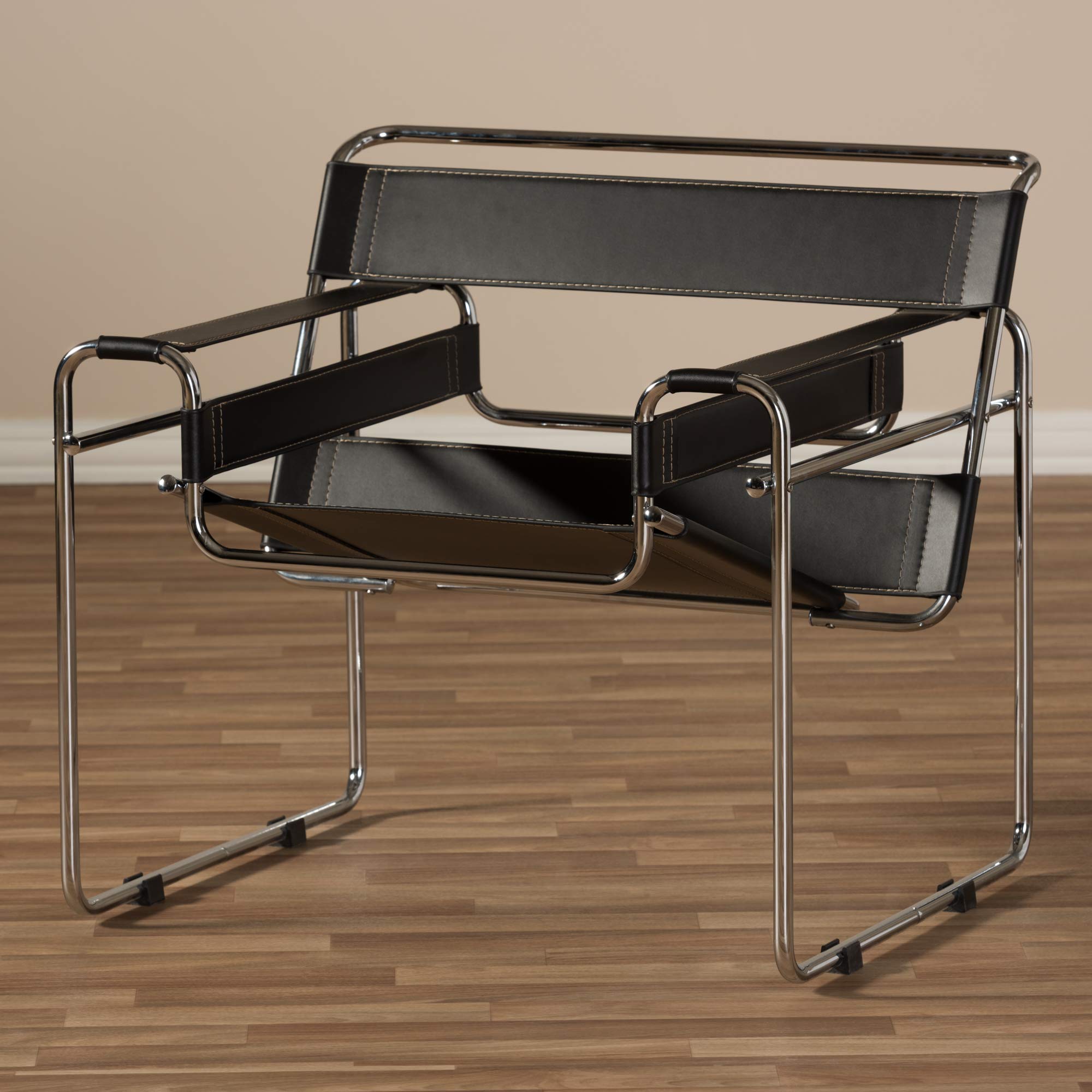 Wassily Style Accent Chair, 30" x 31" x 28", Black